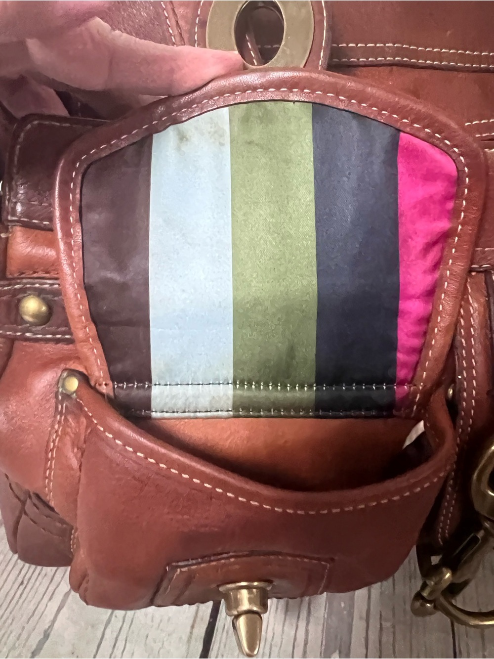 COACH Legacy 65th Anniversary Mandy Satchel Whiskey Cognac Leather Bag 11130 - Picture 14 of 16